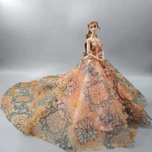 Orange Silver Princess Wedding Dress 1/6 BJD Doll Outfits For Barbie Clothes Party Gown 11.5" Dolls Accessories Kids Toys Gifts