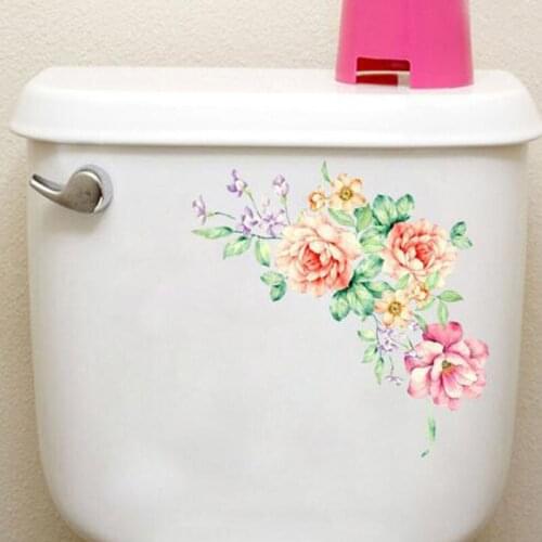 Useful Colorful Flowers 3D Wall Stickers Beautiful Peony Fridge Stickers Wardrobe Toilet Bathroom Decoration PVC Wall Decals