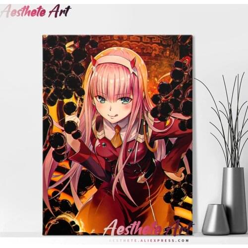 Zero Two Darling in the FranXX Anime Home Decor Canvas Posters Prints Manga Decoration Art Wall Pictures Living Room Painting