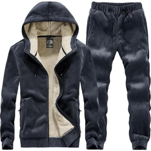 Plus size 7XL 8XL Men Winter Sets Plus Velvet Warm Mens Hoodies+ Pants Suit Man Hooded Sweatshirt Casual Tracksuits Male Suits