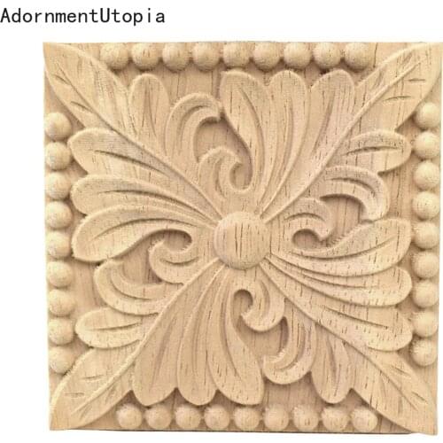 Wood Carving European Solid Floral Pattern Patch Furniture Door Flower Statues Background Wall Cupboard Decoration 8/10/20/30cm