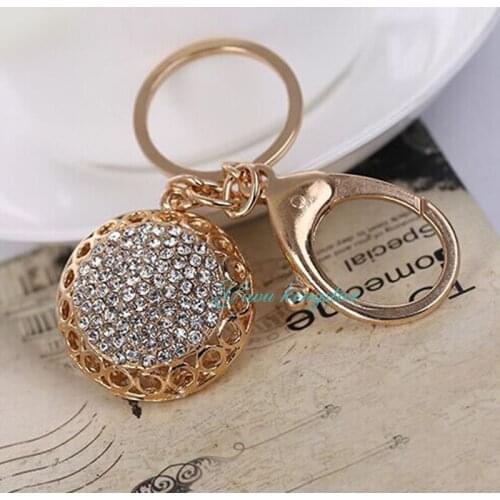 Crystal women Key chain Double ring Keychain keyring women normal size Round Modeling free shipping AZL399