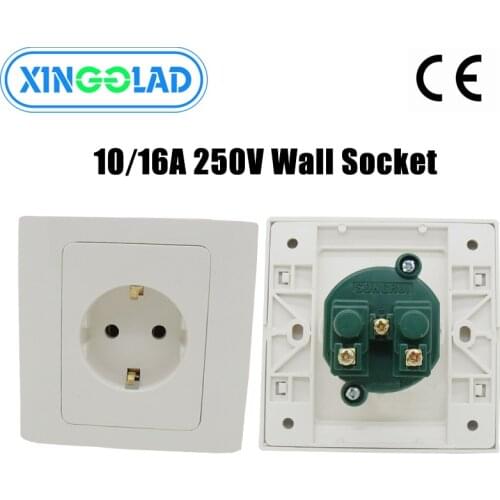 Schuko EU Plug 16A 250V Surface Wall Socket Mounted Power Electrical Outlet Standard Grounded Flame Retardant PC Panel 86mm*86mm
