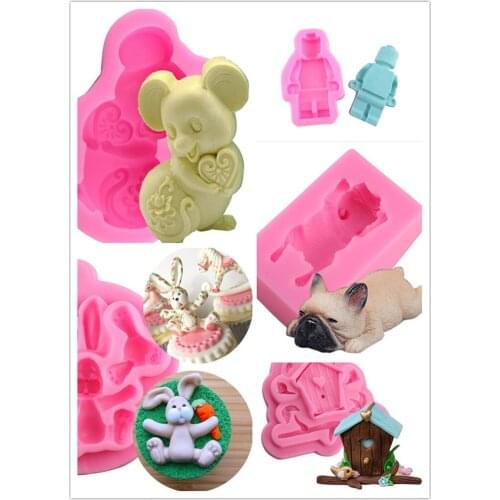 Animal cartoon silicone mold soap cake decoration tool chocolate polymer clay mold Mujiang baking mold