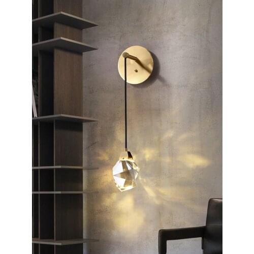 Modern Luxury Copper Crystal Wall Lamp Gold Lustre Led Indoor Lighting Living Room Decorative Bedroom Bedside Background Stairs