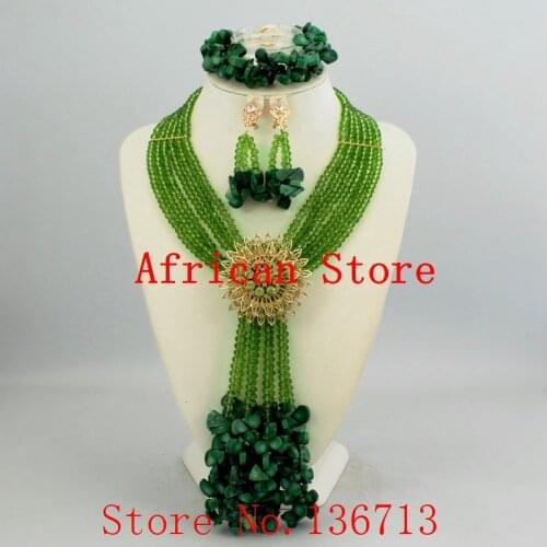 Bridal Jewelry Sets Teal Green Nigerian Wedding African Beads Jewelry Set Crystal Women New Necklace Set Free Shipping HD349-5