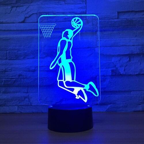 Slam Dunk Play Basketball 3D LED Table Lamp 7 Colors Acrylic 3D Night Light Home Bedroom Decoration Gift for Children Friends