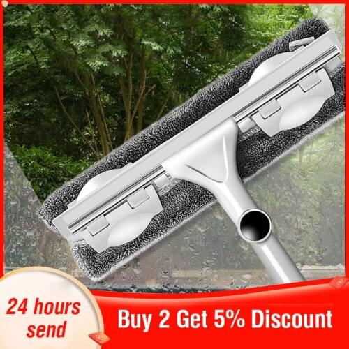 Telescopic Window Cleaner Long Handle Glass Cleaner Microfiber Car Window Cleaning Brush Wiper Squeegee with Rotating Head