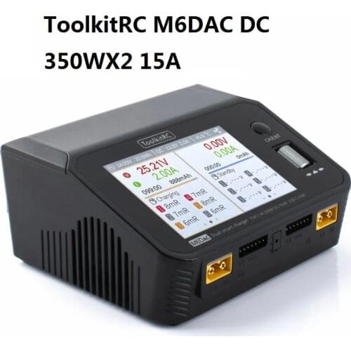 ToolkitRC M6DAC DC 350WX2 15A AC 700W 25A Dual Channel Smart Lipo Battery Charger Discharger for 1-6S Lipo Battery