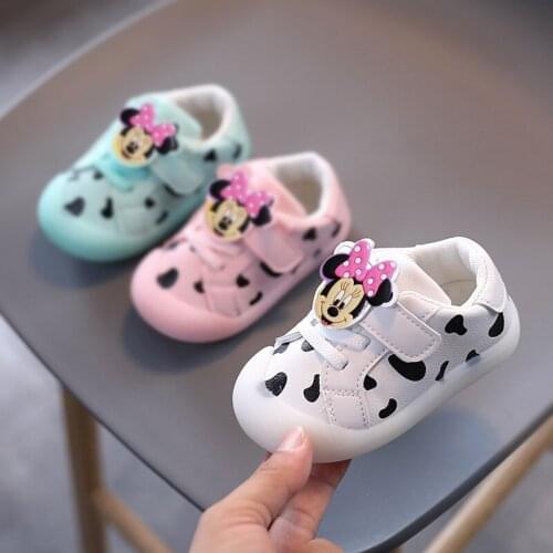 Disney childrens cartoon Minnie Mickey non-slip soft sole casual shoes boys girls baby first walker shoes childrens shoes