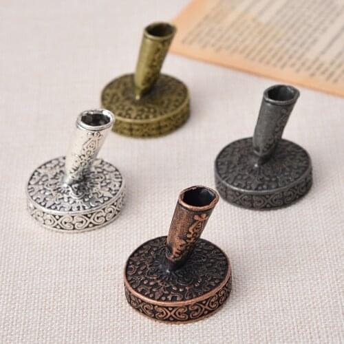 1pcs Vintage Feather Pen Stand Metal European Style Round Pen Holder Pen Organizer Accessories for Student Teacher Gift 4 colors