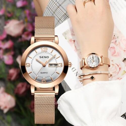 2021 Korean Style Fashion Watches for Women Waterproof Calendar Stainless Steel Nightlight Wrist Watch