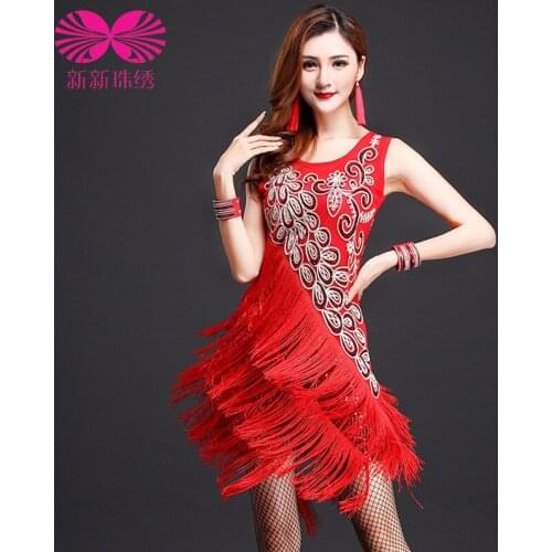 2016 Latin Fringe Dress Rushed Promotion Women Acrylic Latin Dance Dress For Personalized Womens Ballroom Tango Rumba Cha Samba