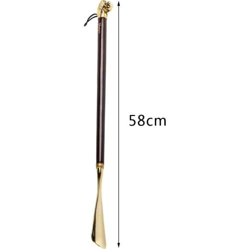 Gold Color Lion Head Long Handle Shoe Horn Home Shoehorn Wooden Durable Lightweight Shoes Guide 58cm