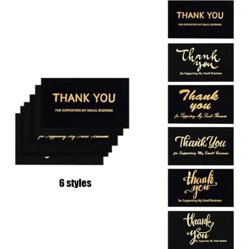 Gold Black 10-50pcs Thank You for Supporting My Small Business Card with envelope greeting card party invitation Decor gift card