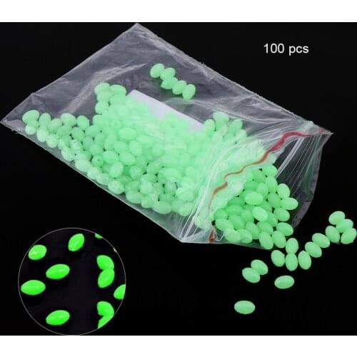 100pcs 5 x 8mm Oval Luminous Fishing Beads Sea Fishing Lure Floating Float Tackles