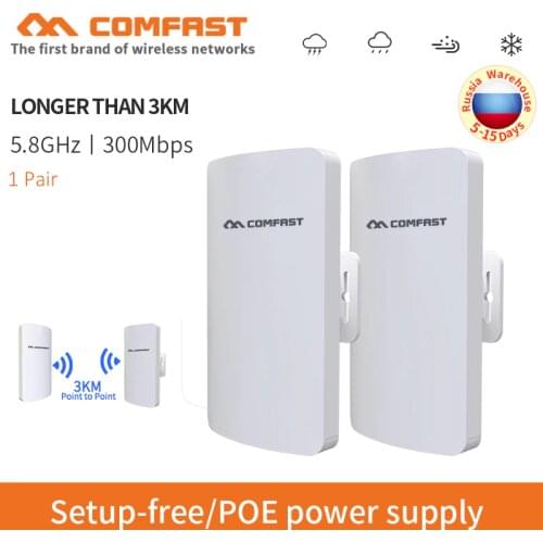 2pcs Long Rang 3KM Wireless Outdoor CPE Bridge 300Mbps 5GHz WIFI signal booster Amplifier WDS Network bridge 11dBi WIFI Antenna