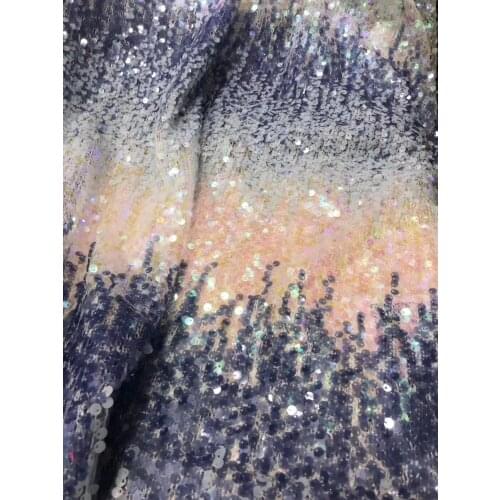 5yards/bag Mixed color sequins embroidery dense stripe high-grade fabric used in wedding dress design XHXP01