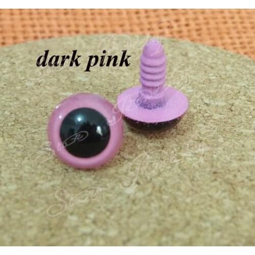 9/10/12/13/14mm---dark pink color plastic toy eyes + washer for DIY doll accessories