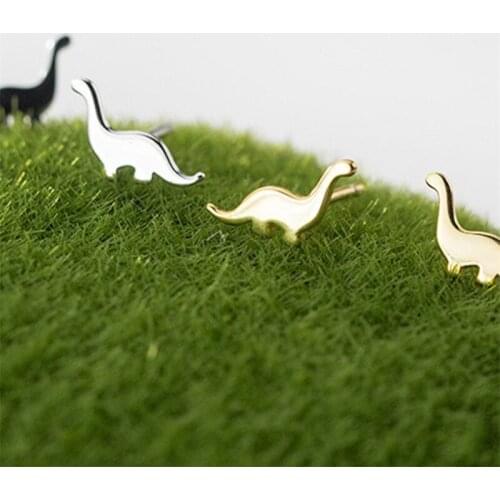 925 SilverTONE Tiny Dinosaur Minimalist Stud Earrings Everyday Jewelry T-rex Brontosaurus Animal Earring- 2 Colors Avaiable