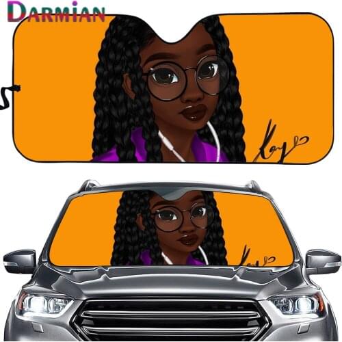African Black Art Girls American Funny Design Pattern Universal Car Windshield Covers UV Protect Foldable Windshield Sun shade