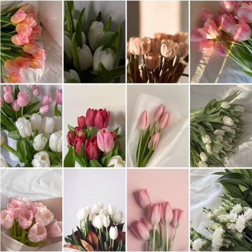 DIY Square/round Various Colors Tulip Diamond Embroidery Full Rhinestone Freshing Painting Wall Picture for Bedrom Decoration