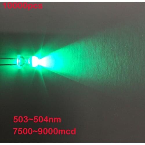 FREE DHL 10000pcs/lot 5mm Green 503nm~504nm 7500mcd~900mcd Light Emitting Diodes for Traffic Light 5 years warranty
