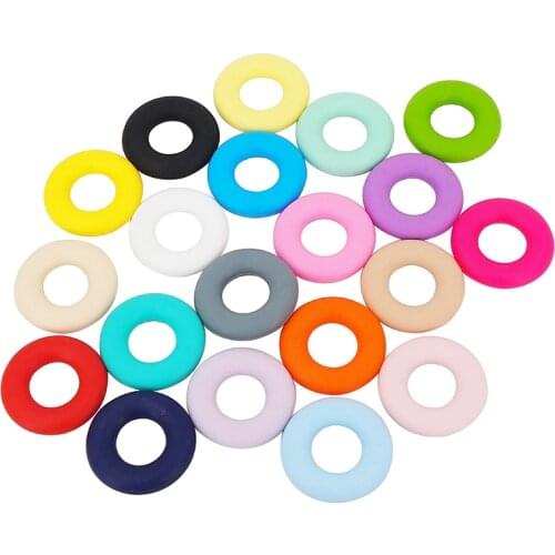 Chenkai 50pcs Loose Silicone Round Donut Ring Beads BPA Free Food Grade DIY Baby Pacifier Dummy Teething Jewelry Toy Accessories