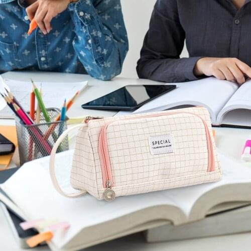 Cute Large Capacity Pencil Pen Holder Case Bag Organizer with Handle Strap for Kids Students Home School Stationery Supplies