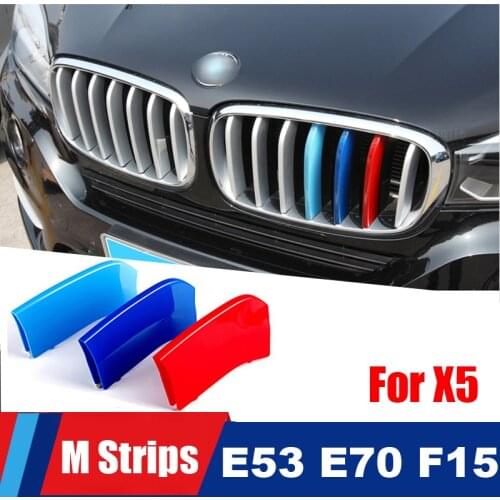 For 2004 to 2018 BMW X5 E53 E70 F15 3D M styling Car Front Grille Trim Strips grill Cover motorsport Decoration Stickers
