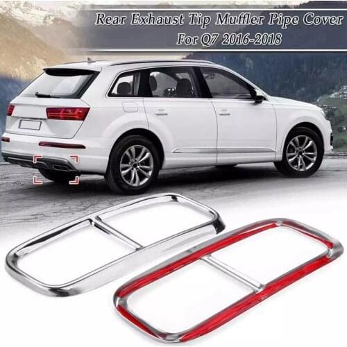 For- Q7 2016 2017 2018 2Pcs Stainless Steel Rear Dual Exhaust Muffler Tail Decor End Pipe Tip Cover Trim