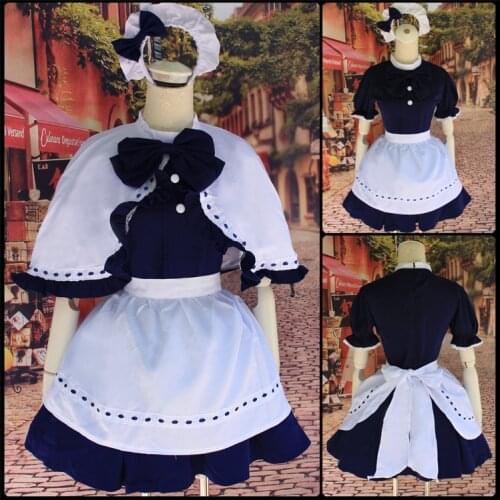 Women Ladies Fashion Short Sleeve Retro Maid Dress Cute Maid Outfit Cosplay Costume