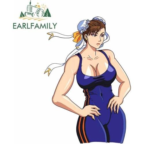 EARLFAMILY 13cm x 9cm for The King of Fighters Chun Li Car Stickers Occlusion Scratch Windows Decal Anime Windshield Graphics