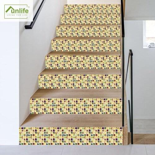 Funlife® 18X100cm Mosaic Floor Staircase Stickers Self-adhesive Home Stairway Waterproof Removable PVC Anti-Slip Ground Stickers