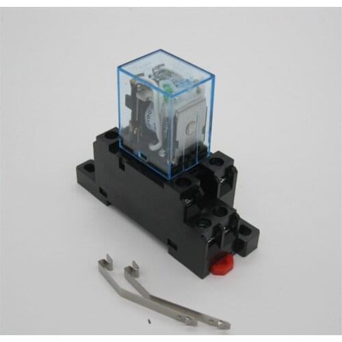 HH62P JQX-13F Coil 8Pin DPDT 2NO 2NC Electromagnetic Power Relay 10A with Socket Base Ly2j AC110V