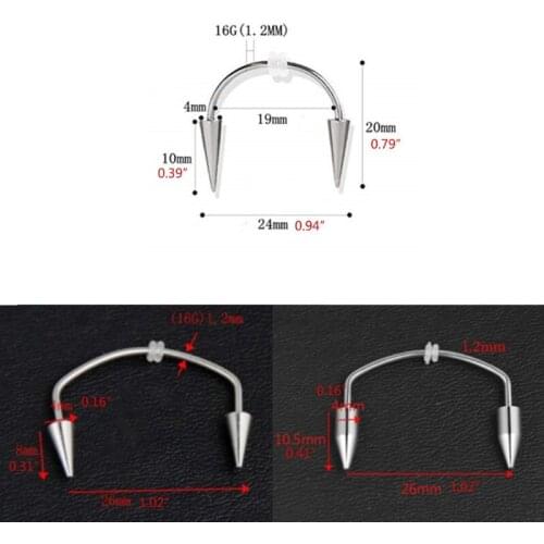 Stainless Steel Smile Lip Tiger Teeth Nail Piercing Tiger Tooth Nail C-Shape Spike Lips Hoop Rings Vampire Teeth Decor AXYD