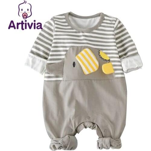 Baby Clothes Newborn Striped Stitching Print Long Sleeve Jumpsuit Autumn Winter Infant Rompers Boys Girls Jumpsuits 3-18Months