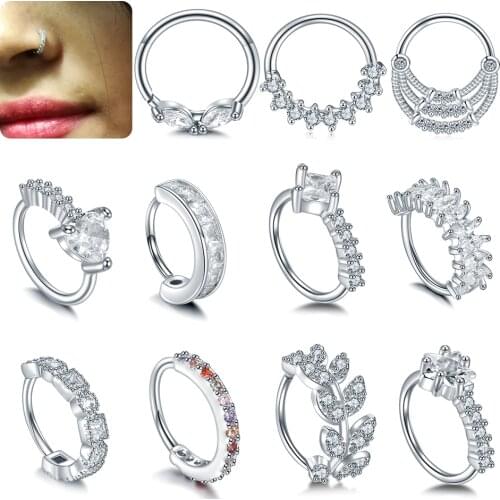 1PC /Lot Copper Real Septum Rings Pierced Nose Piercing Septo Nose Ear Cartilage Tragus Helix Piercing Clicker Body Jewelry