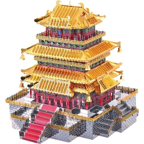 Piececool 3D Metal Puzzle Guanque Tower Building Model kits DIY Laser Cut Assemble Jigsaw Toy GIFT For Children