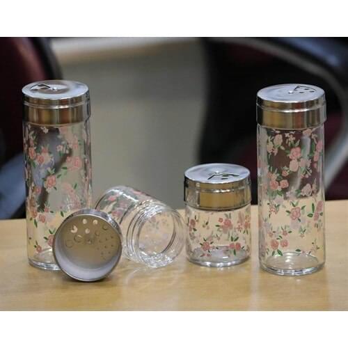 Paşabahçe 95246 Glass Salt & Pepper Shaker Metal Spice Set 4 Pieces