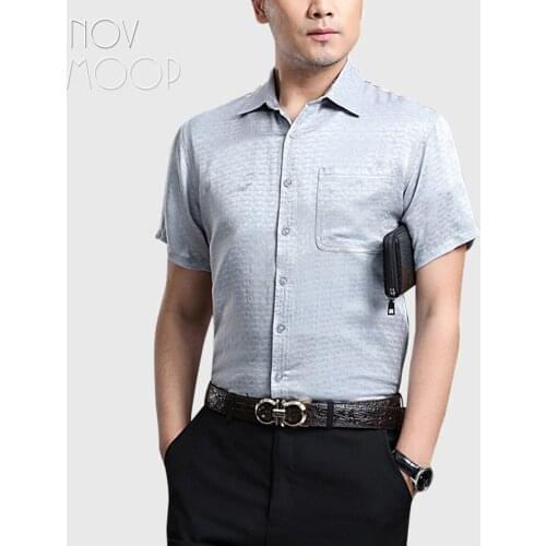 Novmoop 2020 new design smart casual natural silk short sleeve shirt for men Camisa de seda de los hombres LT3235