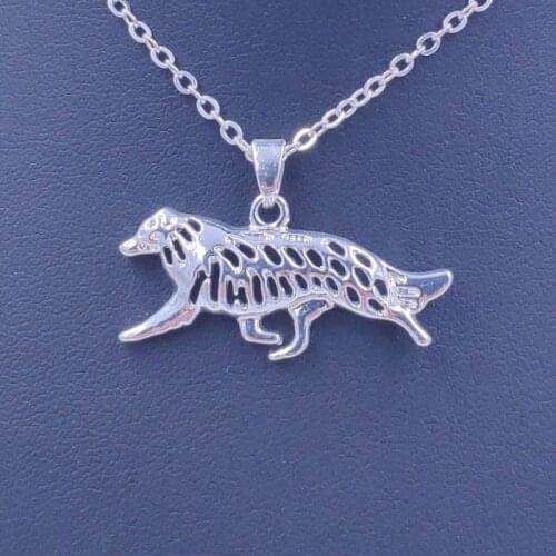 New Cute Border Collie Necklace Dog Animal Pendant Gold Silver Plated Jewelry For Women Male Female Girls Ladies N036