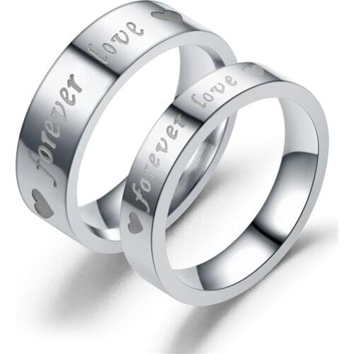 One Pair Romantic Forever Love Letter Rings For Women Elegant Bohemian Engagement Stainless Steel Rings Wedding Rings For Women