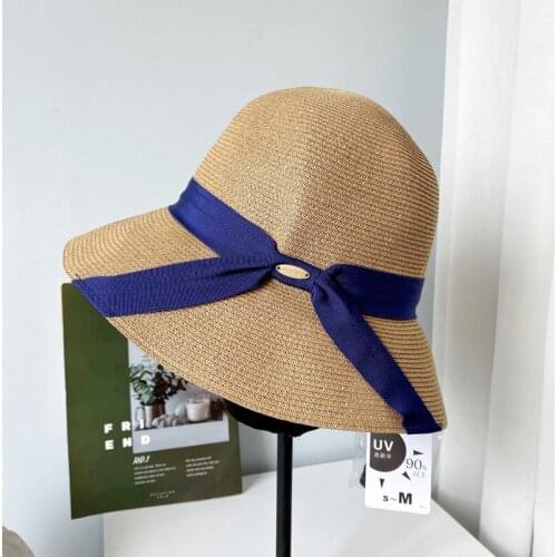 Japanese Designer Style Fisherman Hats For Women Fashion Sun Protection Basin Bucket Hat Thin Straw Sun Visor Elegant Casual Hat