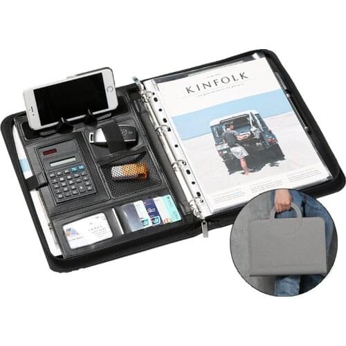 A4 Portable Zipper Phone Holder Business File Bag Real Estate Manager Document Bag Office Conference Calculator Folder Stationer