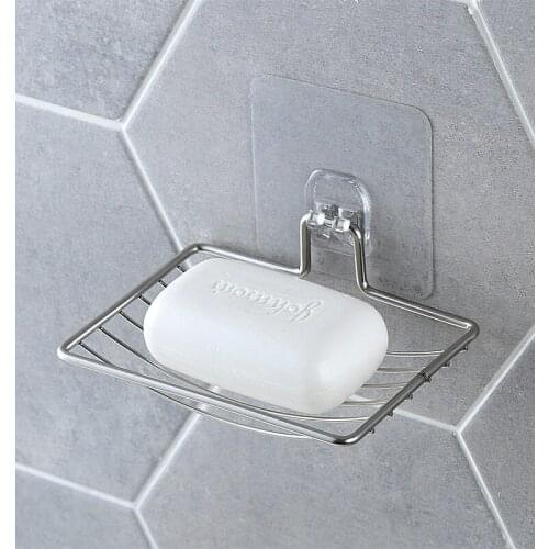 Silver Bathroom Vacuum Paste Soap Holder Cup Box Dish Soap Storage Saver Shower Tray Bathroom Accessories