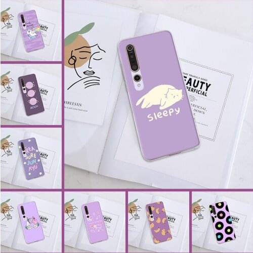Purple Cat Silicone Transparent Soft For Xiaomi Mi Note 10 Lite Pro Back Cover Phone Case For Xiaomi Mi 10 Lite Pro Youth Play
