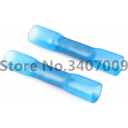 10pcs BHT2 Blue Heat Shrinkable Butt Waterproof Connector Splice Butt Heat Shrink Tube Joint and Connectors,16-14AWG 1.5-2.5mm2