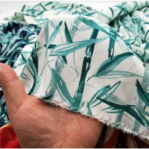 Bamboo Leaf Summer Cool Fresh Printing Fabric DIY Sewing Material