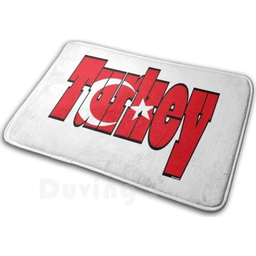 Turkey Font With Turkish Flag Soft Non-Slip Mat Rug Carpet Cushion Havocgirl Pakistan Iran Iraq Turkey Turkish Turk Israel